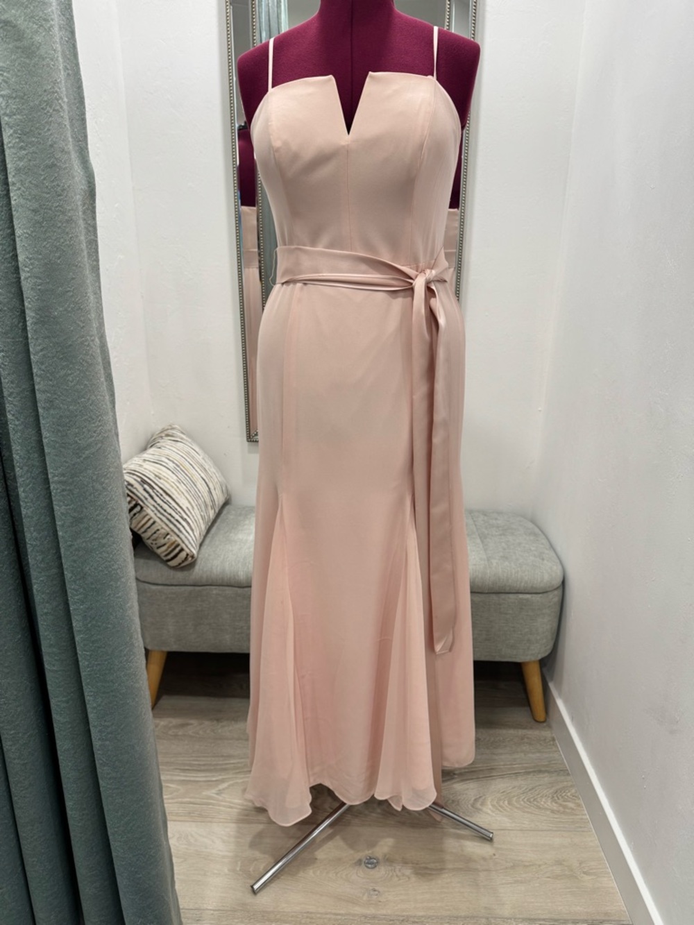 Vera Wang Blush Pink Spaghetti Strap Maxi Dress